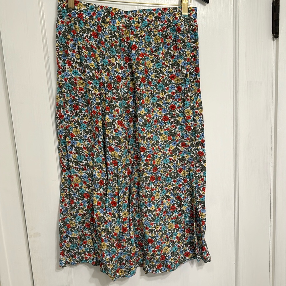 Loft Floral Midi Skirt with Side Slit